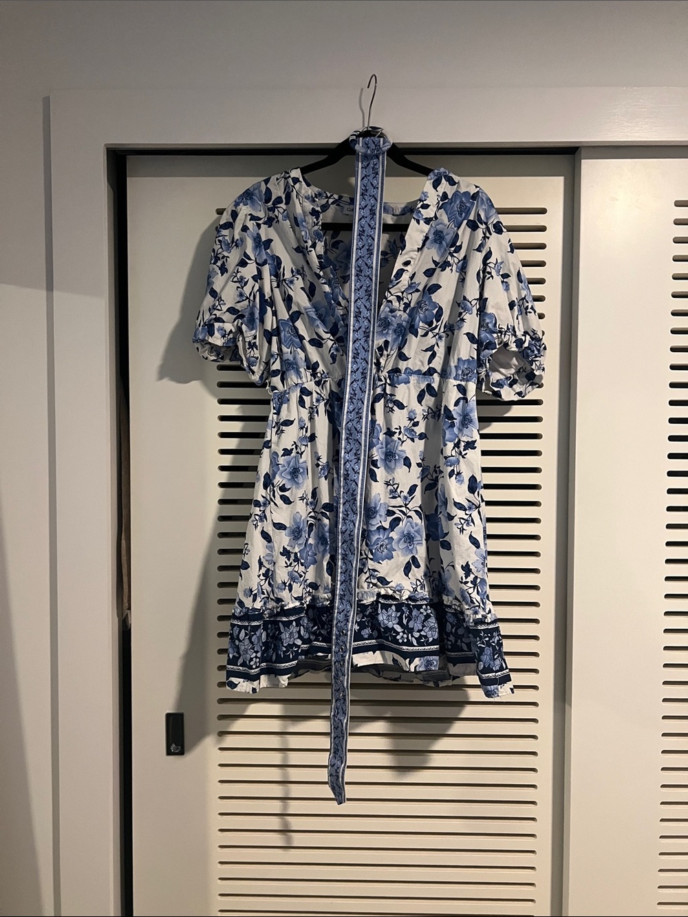 Calvin Klein White Mini Dress with Blue Floral Print